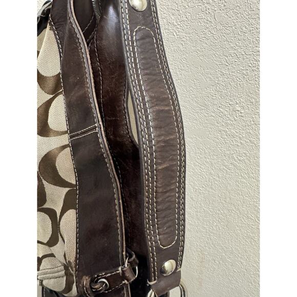 Coach Shoulder Brown Signature Bag Purple Lining - Picture 10 of 13